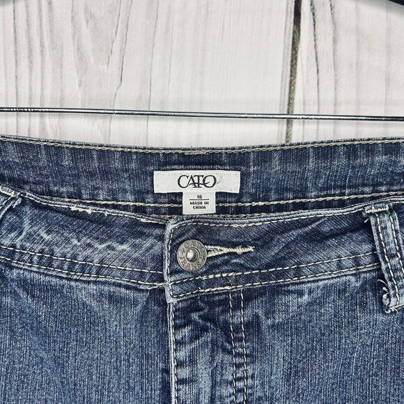 Cato Flared Leg Jeans High Rise Blue Denim Pockets Stretch Size 16 (36 x 31) - Picture 4 of 9